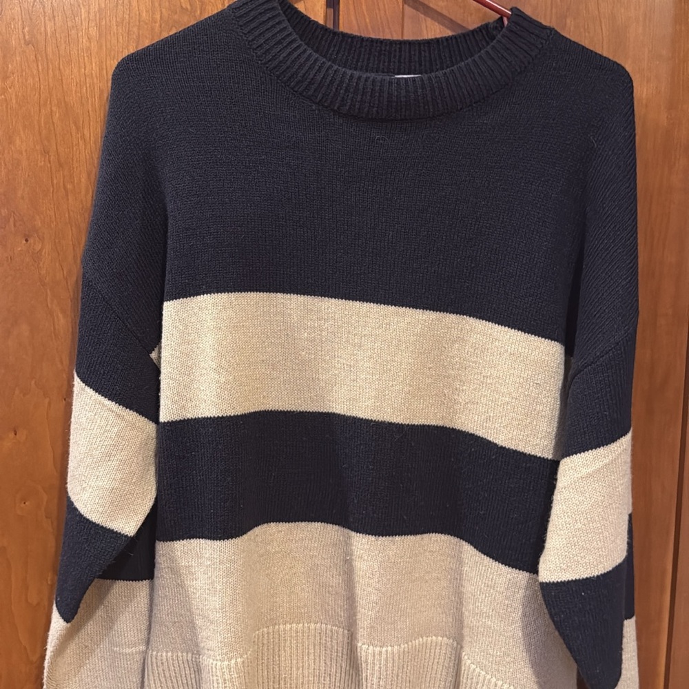 H&M Navy and Cream Striped Sweater
